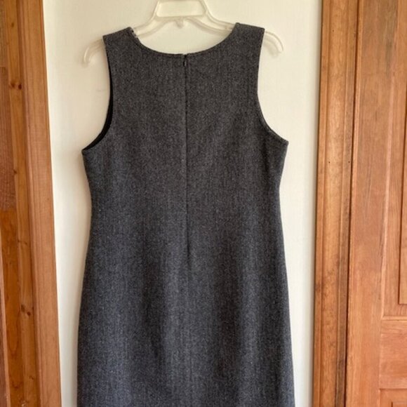 L. L. BEAN Sheath V Neck Herringbone Wool Dress Vintage - Picture 12 of 15